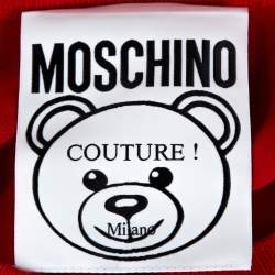 Pre Owned Moschino Couture Red Teddy Bear Jacquard Knit Jumper XXS