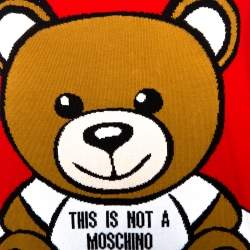 Pre Owned Moschino Couture Red Teddy Bear Jacquard Knit Jumper XXS