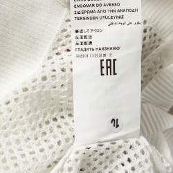 Love Moschino White Mesh Knit Heart Patch Sheer Sweater Top M