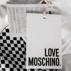Love Moschino White Cotton Checkered Heart Printed Crewneck T-Shirt M