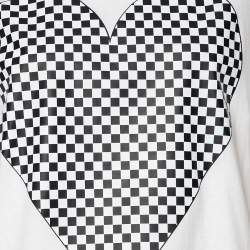 Love Moschino White Cotton Checkered Heart Printed Crewneck T-Shirt M