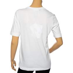 Love Moschino White Cotton Checkered Heart Printed Crewneck T-Shirt M