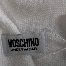 Pre Owned Moschino Underwear White Cotton Underbear Print Sweatshirt Dress L