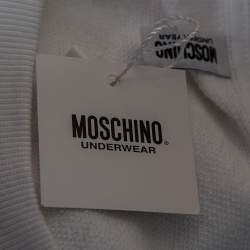 Pre Owned Moschino Underwear White Cotton Underbear Print Sweatshirt Dress L