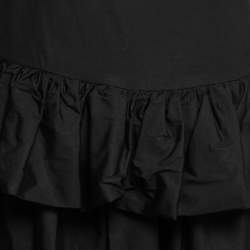 Pre Owned Moschino Black Cotton Ruffle Trimmed Maxi Skirt M