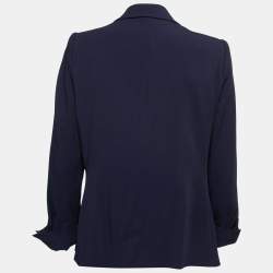 Moschino Navy Blue Wool Blend Draped Front Blazer L