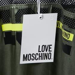 Pre Owned Love Moschino Green/Black Satin Blusa Mesh Sleeve T-shirt S