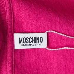 Pre Owned Moschino Underwear Pink Cotton Logo Tape Zip Up Sweatshirt S