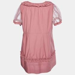 Moschino Pink Cotton Ruffle Detail Top L