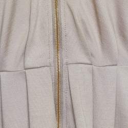 Pre Owned Moschino Beige Knit Zip Front Mini Dress L