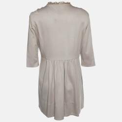 Pre Owned Moschino Beige Knit Zip Front Mini Dress L