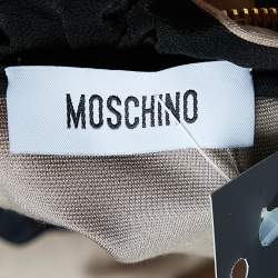 Pre Owned Moschino Beige Knit Zip Front Mini Dress L