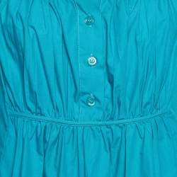 Pre Owned Moschino Green Cotton Ruffle Detail Top M