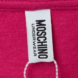 Pre Owned Moschino Pink Logo Print Cotton Zip Front Hooded Jacket S