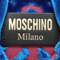 Pre Owned Moschino Blue/Pink Brocade Velvet Biker Shoulder Bag