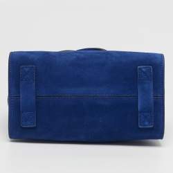 Pre Owned Moschino Tie Me Small Blue Suede Top Handle Bag