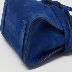 Pre Owned Moschino Tie Me Small Blue Suede Top Handle Bag