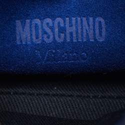 Pre Owned Moschino Tie Me Small Blue Suede Top Handle Bag