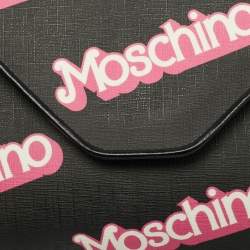 Pre Owned Moschino Barbie Black/Pink Coated Canvas Chain Clutch
