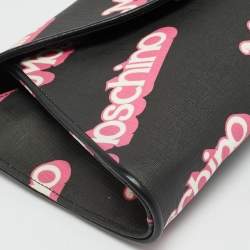 Pre Owned Moschino Barbie Black/Pink Coated Canvas Chain Clutch