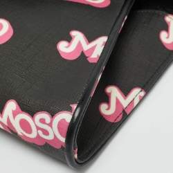 Pre Owned Moschino Barbie Black/Pink Coated Canvas Chain Clutch