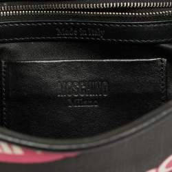 Pre Owned Moschino Barbie Black/Pink Coated Canvas Chain Clutch