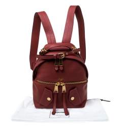 Pre Owned Moschino Nude Red Leather Medium Pocket Backpack
