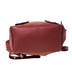 Pre Owned Moschino Nude Red Leather Medium Pocket Backpack
