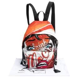 Pre Owned Moschino Multicolor Eyes Collection Print Nylon Backpack