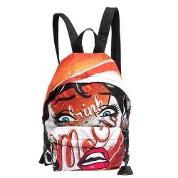 Pre Owned Moschino Multicolor Eyes Collection Print Nylon Backpack