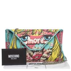 Moschino Multicolor PVC S'more Envelope Flap Chain Shoulder Bag 