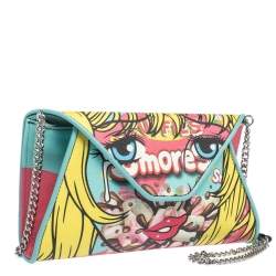 Moschino Multicolor PVC S'more Envelope Flap Chain Shoulder Bag 