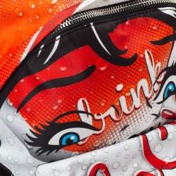 Pre Owned Moschino Multicolor Nylon and Leather Moschino Eyes Capsule Backpack        