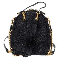 Pre Owned Moschino Black Glitters and Leather Backpack
