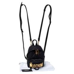 Pre Owned Moschino Black Quilted Nylon Mini Backpack
