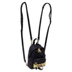 Pre Owned Moschino Black Quilted Nylon Mini Backpack