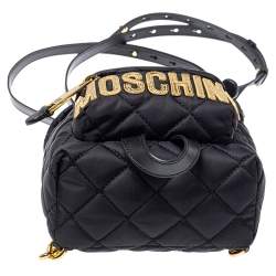 Pre Owned Moschino Black Quilted Nylon Mini Backpack