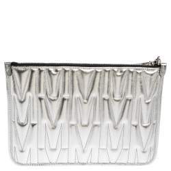 Pre Owned Moschino Silver Leather Pochette