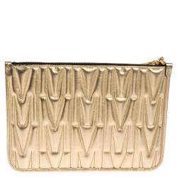 Pre Owned Moschino Gold Leather Pochette