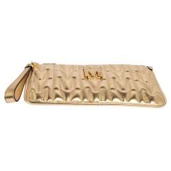 Pre Owned Moschino Gold Leather Pochette