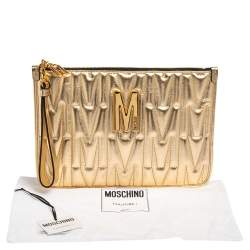 Pre Owned Moschino Gold Leather Pochette