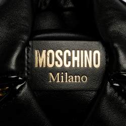Pre Owned Moschino Black Leather Biker Jacket Shoulder Bag