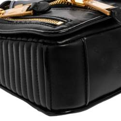 Pre Owned Moschino Black Leather Biker Jacket Shoulder Bag