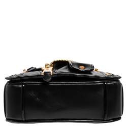 Pre Owned Moschino Black Leather Biker Jacket Shoulder Bag