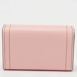 Pre Owned Moschino Pink Leather Teddy Trifold Wallet 
