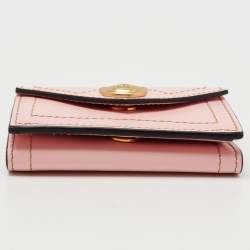 Pre Owned Moschino Pink Leather Teddy Trifold Wallet 
