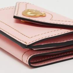 Pre Owned Moschino Pink Leather Teddy Trifold Wallet 