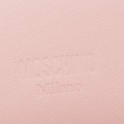 Pre Owned Moschino Pink Leather Teddy Trifold Wallet 