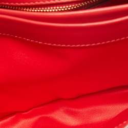 Pre Owned Moschino Red Quilted Leather Classic Logo Flap Shoulder Bag