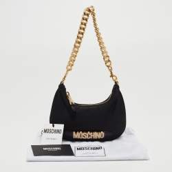Pre Owned Moschino Black Nylon Logo Pochette 